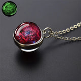 Vintage Glow-in-the-Dark Round Pendant Necklace – Unisex Metal Design