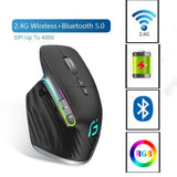 Rechargeable RGB Gaming Mouse - 4000 DPI, Bluetooth & 2.4G Wireless, 12-Color Backlight