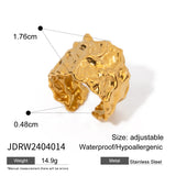 Minimalist 18K Gold Plated Stainless Steel Open Ring – Waterproof, Elegant Statement Jewelry for Women
