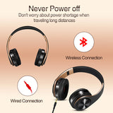 Luxury Gold Bluetooth Headphones with 20H Playtime & HiFi Sound - Wireless/Wired