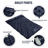 Double Inflatable Camping Mattress with Built-In Pump and Pillows – Lightweight, Waterproof Sleeping Pad for 2