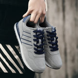 Men’s Breathable Patchwork Mesh Lace‑Up Sneakers – Lightweight Outdoor Running Shoes