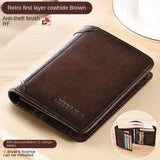 Men’s RFID Blocking Genuine Leather Wallet – Slim Trifold with Card, Coin & SIM Holder