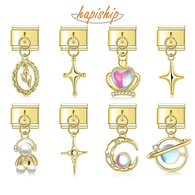 Elegante pulsera holográfica de acero inoxidable: joyería de moda atemporal