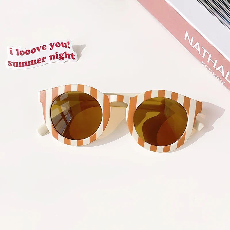 Gafas de sol redondas esmeriladas vintage para niños con protección UV400: protección solar elegante para niños