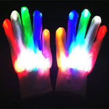 LED Neon Glowing Skull Gloves – Flashing Light-Up Party Props for Halloween, Christmas & Performances