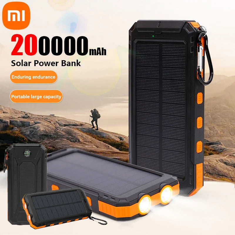 200000mAh Solar Power Bank with Fast Charging for iOS and Android