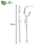 Sterling Silver Zircon Hoop Earrings for Women – Elegant Star & Heart Design