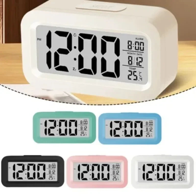 LED Digital Alarm Clock with Calendar, Temperature, and Snooze for Bedroom