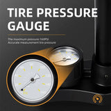 High-Pressure Manual Bike Pump with Gauge – 160PSI for Bicycle, Motorcycle, Balls & More
