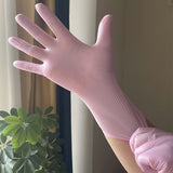 Guantes de nitrilo desechables de color rosa claro: impermeables, antiestáticos y duraderos para la cocina y la preparación de alimentos