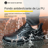 Men’s PU Leather Work Boots – Lace-Up Ankle Safety Boots with Rubber Sole for Spring & Autumn