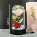 Eternal Silk Rose in Glass Dome with LED Light – Romantic Valentine’s Day Gift & Home Decor