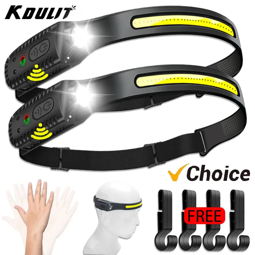 Rechargeable LED Headlamp – Waterproof, USB Charging, Adjustable Brightness for Camping, Hiking, Running, and Night Activities