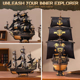 ROKR The Seahorse Barque 3D Wooden Sailing Ship Model Kit – DIY Nautical Puzzle for Adults & Teens