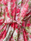 Women's Flowy Chiffon Maxi Dress with Lantern Sleeves & Floral Print