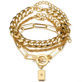 Bohemian Geometric Link Chain Bracelet with Lobster Claw Clasp for Women - Mood Tracker Jewelry
