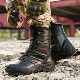 Men’s High-Top Leather Combat Boots – Breathable, Non-Slip Hiking & Outdoor Ankle Boots