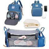 3-in-1 Diaper Bag Backpack with Foldable Baby Bed and USB Charging Port
