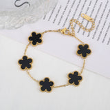 Adjustable Five-Flower Stainless Steel Bracelet for Women