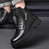 Men’s Winter Motorcycle Boots – Waterproof Split Leather Ankle Boots for Comfort & Style