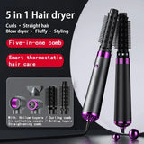 5-in-1 Multifunction Hair Dryer & Styler – Hot Air Comb, Curling Rod & Straightening Brush with Anion Technology