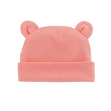 Autumn Winter Baby Hat Comfortable Solid Color Hats Cute Ear Shape Cotton Cap Newborn Photography Props 0 -1 Infant Bonnet Items