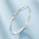 925 Sterling Silver Open Cuff Bracelet for Women - Trendy Adjustable Bangle Jewelry