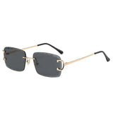 Gafas de sol cuadradas sin montura Gafas de sol de tendencia de metal de alta calidad para hombres y mujeres Gafas de sol estilo street shot