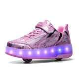 Unisex LED Light-Up Casual Shoes for Kids – Hook & Loop Sneakers with PU Upper and Non-Slip Rubber Sole