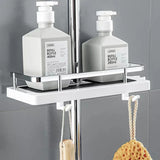 Estante organizador de almacenamiento para ducha de baño, sin perforaciones, barra de elevación, soporte para cabezal de ducha, bandeja para champú y gel de ducha, estantes de poste