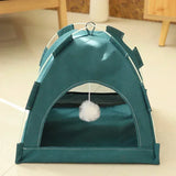 Semi-Enclosed Cat Tent Bed - Breathable Oxford Fabric Pet Sofa with Removable Cushion