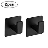 Ganchos de pared negros: perchero de aleación de aluminio autoadhesivo, toallero y soporte para batas para baño y hogar