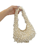 Elegant Pearl Beaded Shoulder Bag – Soft, Stylish Underarm Purse for Everyday & Casual Outings
