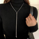 Elegant Long Tassel Necklace – Titanium Steel Pendant for Women