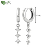 Sterling Silver Zircon Hoop Earrings for Women – Elegant Star & Heart Design