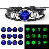 Luminous Zodiac Charm Leather Bracelet