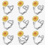 Sunflower Spinner Ring - Stainless Steel Initial Letter Anxiety Relief Jewelry for Women