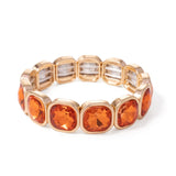 Gold Crystal Beaded Bohemian Elastic Bracelet for Women