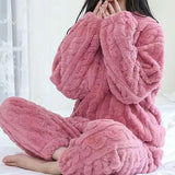 Women's 2-Piece Velvet Fleece Set | Warm Pullover & Pants Loungewear