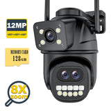 6K 12MP WiFi Outdoor Security Camera with 8X Zoom, Auto Tracking & Dual Screens