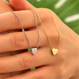 Gold Stainless Steel Heart Necklace – Dainty Zircon Pendant Chain for Women