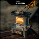 Retro Stainless Steel Outdoor Camping Stove with Windproof Design and Adjustable Flame