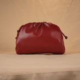 Women's PU Leather Dumpling Shoulder Bag – Elegant Ruched Crossbody & Clutch Handbag
