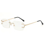 Gafas de sol cuadradas sin montura Gafas de sol de tendencia de metal de alta calidad para hombres y mujeres Gafas de sol estilo street shot