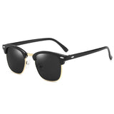 Classic Retro Half-Frame Sunglasses – Vintage Style with UV Protection & Reflective Lenses