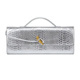 Women’s Serpentine PU Leather Baguette Bag – Fashion Shoulder Purse with Interior Pockets