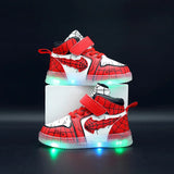 Boys Waterproof Light-Up Shoes – Hook & Loop Casual Sneakers for Ages 7–13