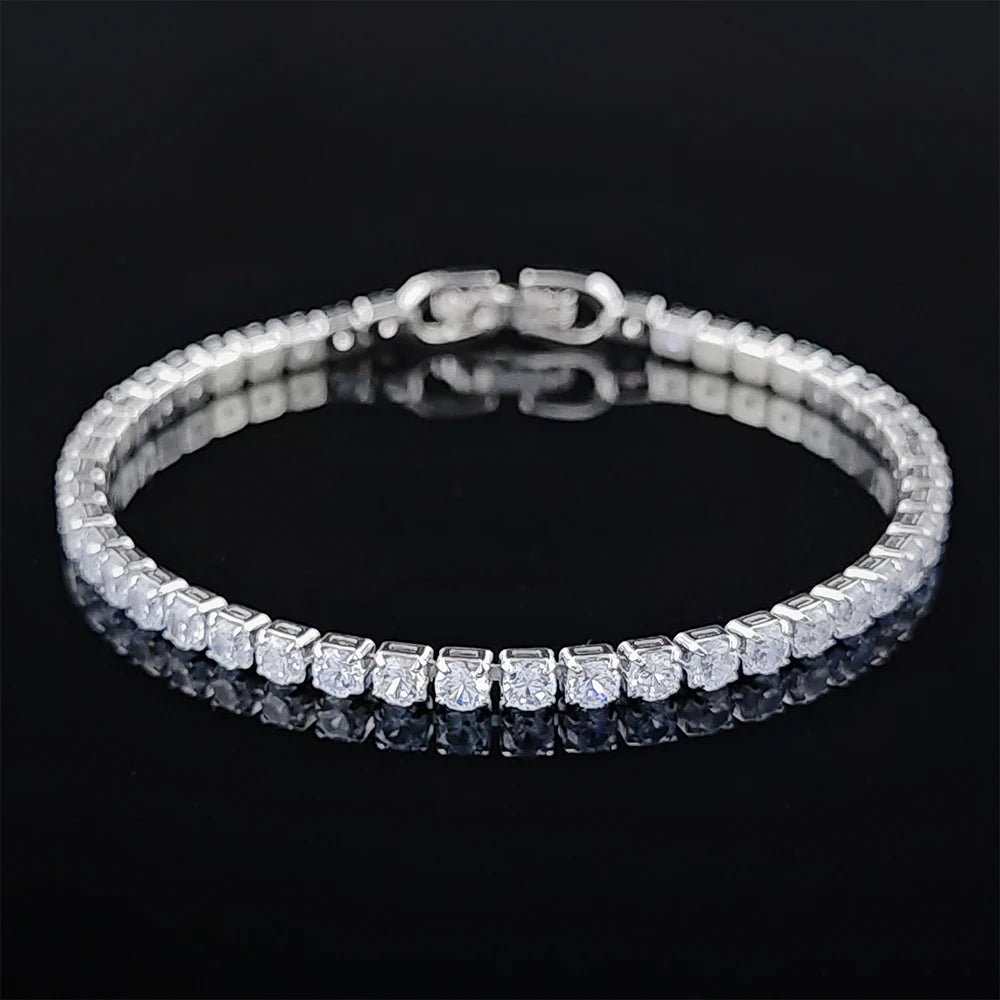 Classic Silver Cubic Zirconia Link Bracelet for Women