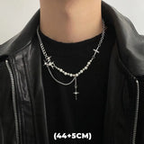 💎 Collar de doble capa con estrella de circonita estilo hip hop: cadena colgante de acero de titanio de moda para hombres y mujeres 💎